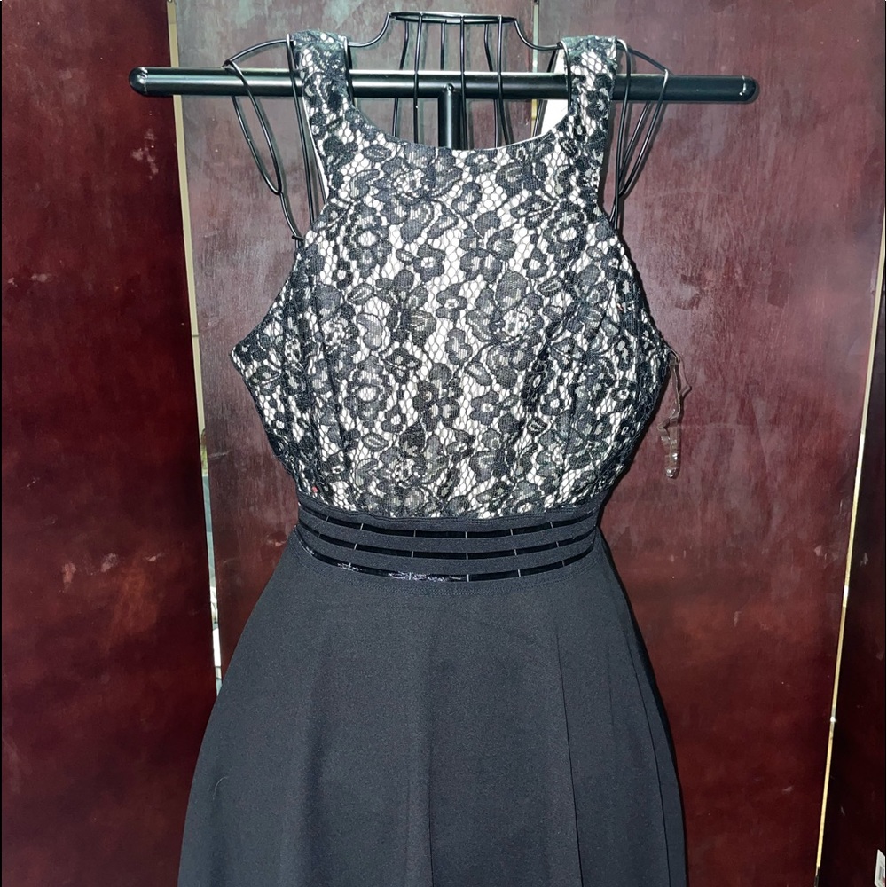 Black lace dress with stomach slits